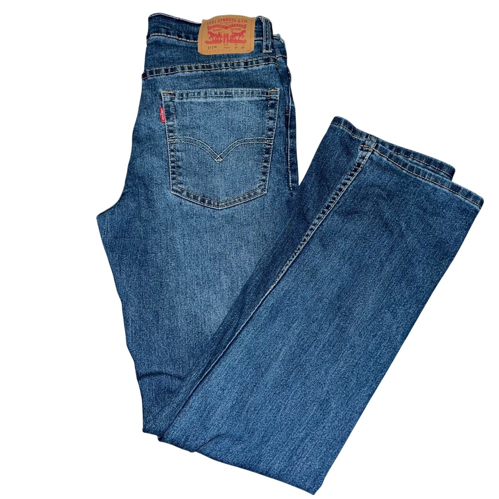 Levis 511 Slim Fit Jeans Medium Wash Blue Denim W28 L28 Kids size 16 Regular